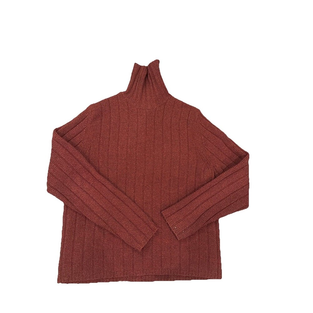 Vtg Abercrombie & Fitch Mens XXL Turtleneck Sweater Burgundy Lambswool Muscle